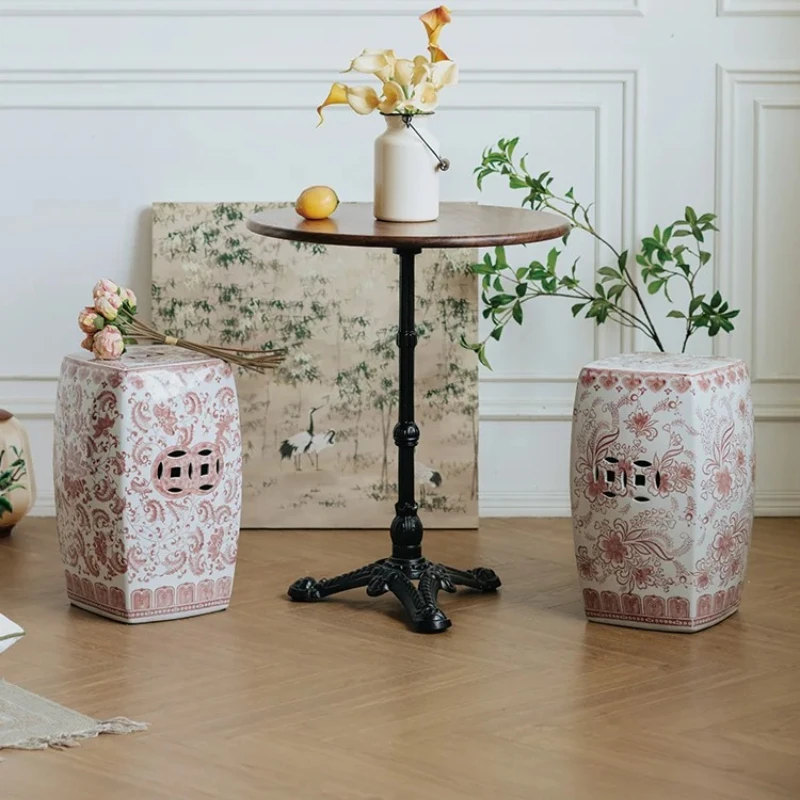 

French Chinese style living room side shoe change stool short pier