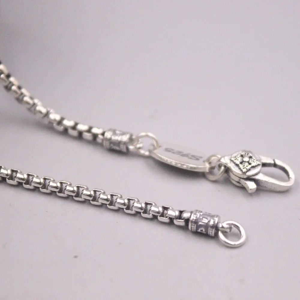 

Genuine 925 Sterling Silver 3mm Box Link Chain Necklace 19.7inch Strong-Clasp