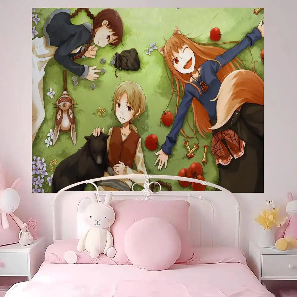 Cartoon Spice And Wolf DIY Wall Tapestry Bohemian Wall Tapestries Mandala Home Decor