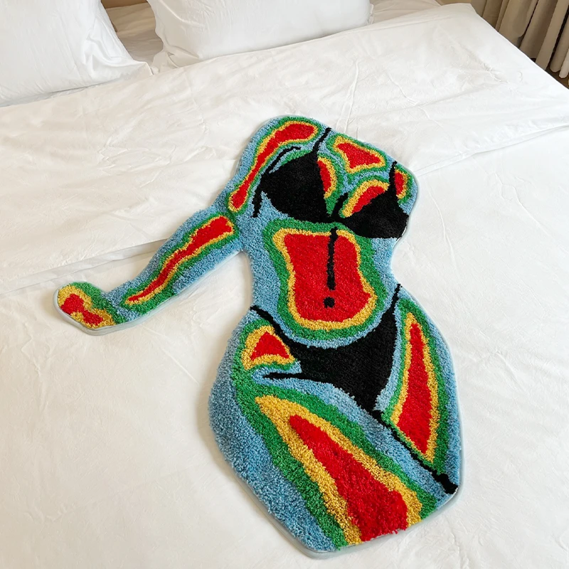 Colorful Female Body Shape Tufted Rug Aesthetic Home Warm Decor Carpet Plush Fluffy Soft Multiple Color Home Decor Living Room