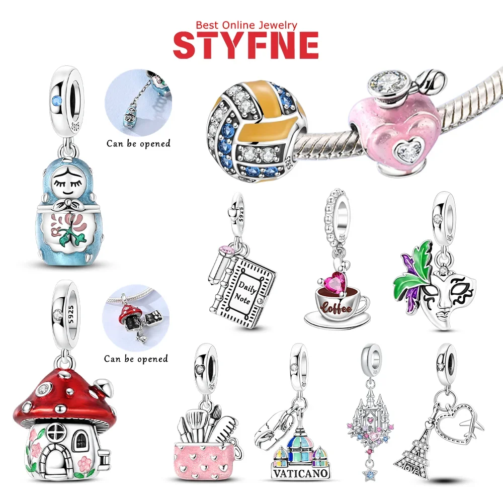925 Sterling Silver Note Book Charms Beads Fit Original Bracelets Bag Keychain Earring Charm Bead Pendant Diy Women Jewelry Gift