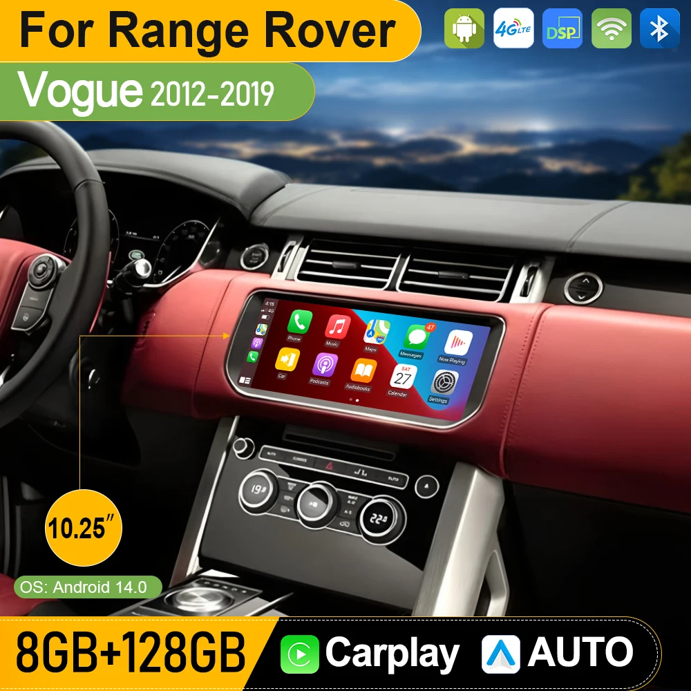 10.25' Android 14 Carplay GPS Multimedia Player Car Radio for Range Rover Vogue L405 2013-2017 with Original Feature Menu