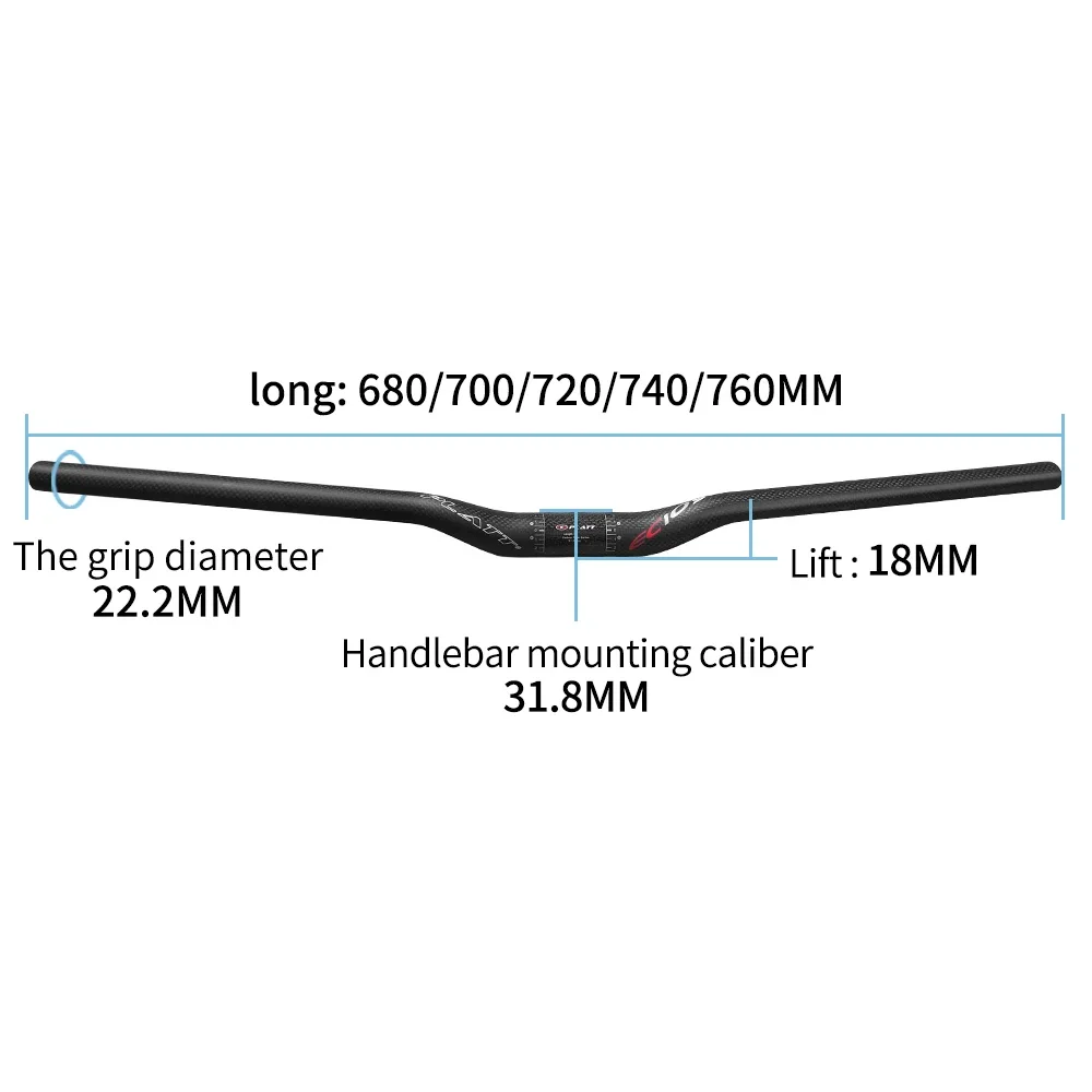 Chinese Famosa Marca MTB Carbono Guiador Plana Ou Subir 31.8x680mm 720mm 760mm