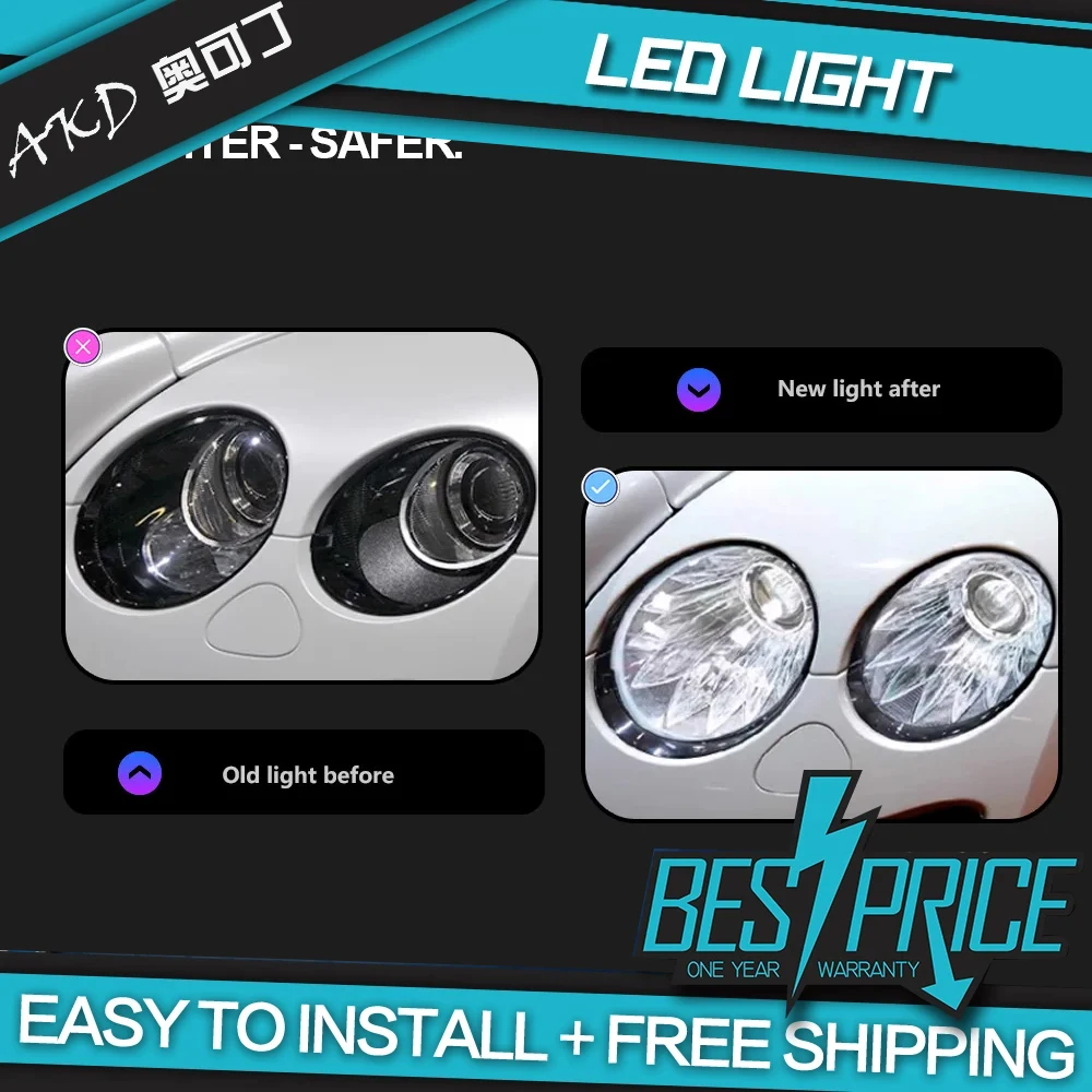 AKD Car Styling Head Lamp for Bentley Continental LED Headlights 2004-2012 LED Headlight Flying Spur DRL  Auto Accessories