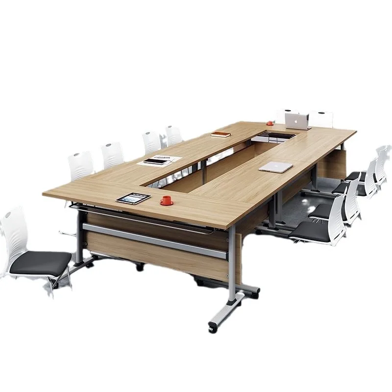 Folding conference table movable activity splicing strip table foldable training table and chair combination