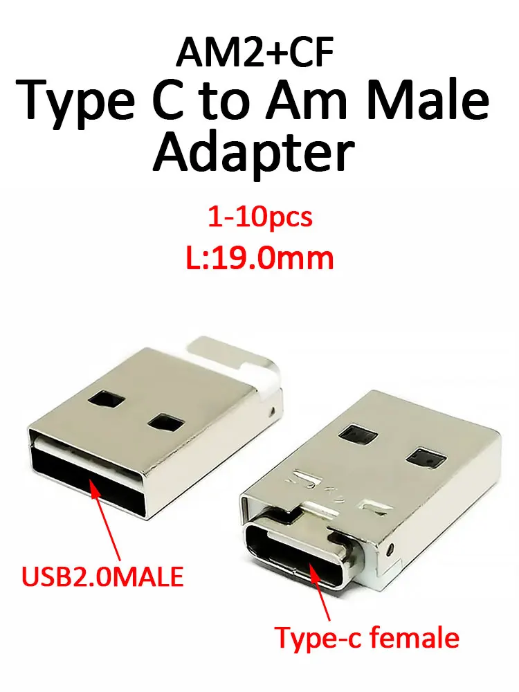 Adaptateur AM2 + CF Type C vers Am mâle, Type de charge L = 19,0mm, 1 à 10 pièces