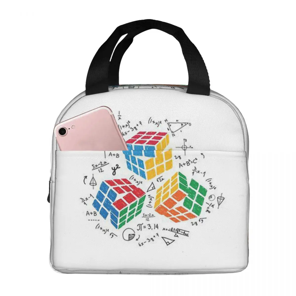 

Math Rubiks Rubix Cube Insulated Lunch Bag for Kids School Cooler Thermal Food Box Tote Portable Lunch Boxes Container