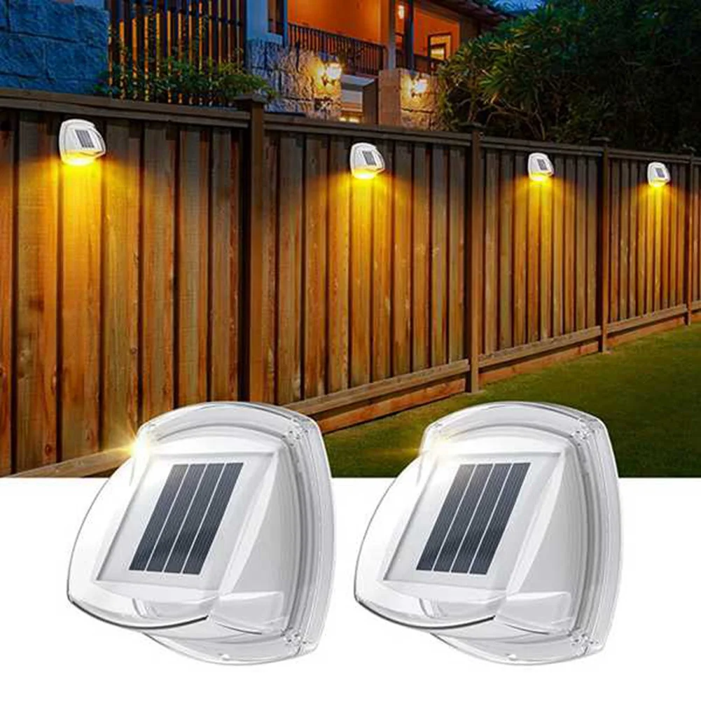 4Pack Solar Fence Lights Outdoor Waterproof 8 LEDs Outdoor Wall Lights Solar Powered Deck Light Decorative Warm Light