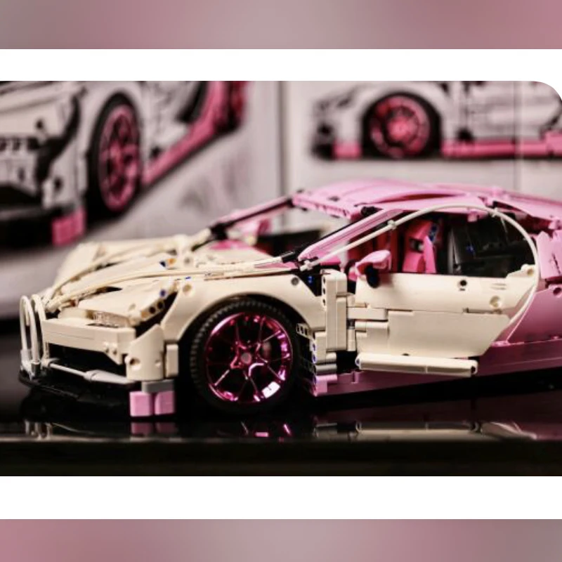 Bloques de construcción Technical Super Car para niños, juguete de ladrillos para armar coche de color rosa 1:14, ideal para regalo de cumpleaños y Navidad, código 1388, piezas