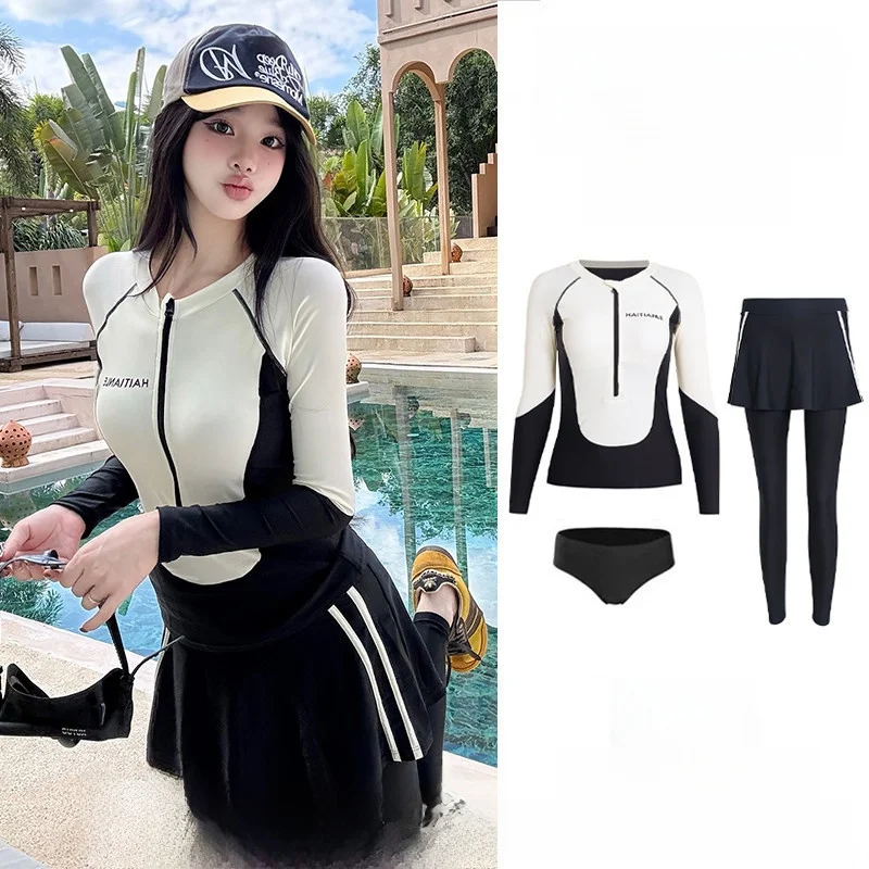 new-surfing-swimsuit-women's-two-piece-long-sleeve-long-pants-sunscreen-quick-dry-jellyfish-suit-girl's-surfing-snorkeling-suit