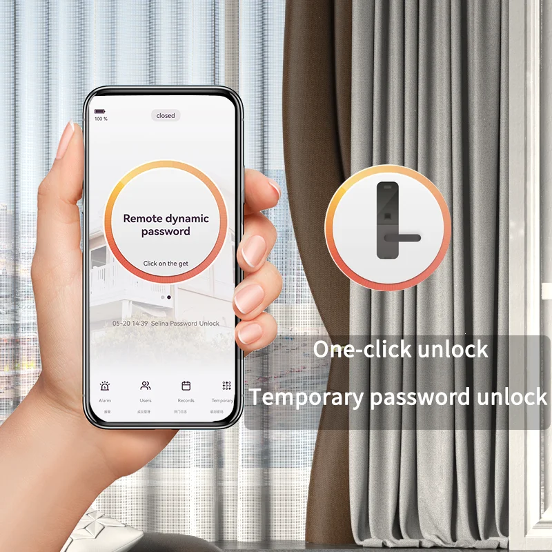 Tuya WiFi Smart Door Lock Biometric Fingerprint Lock App Remote Unlocking Keyless Lock Electronic Smart Home Lock