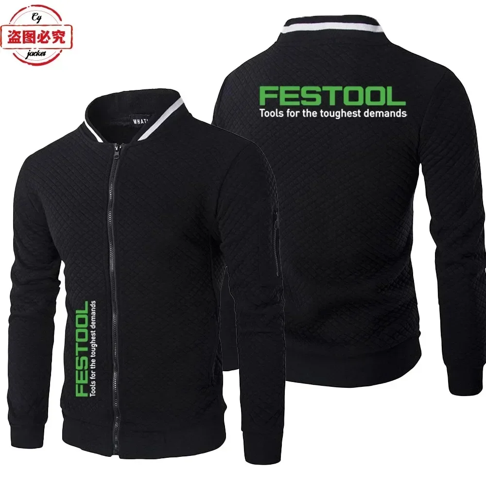 Festool Logo Printed Workwear Casual Zipper Stand Collar Spring and Autumn Cardigan Jacket Men's Team Uniform Asian Sizes