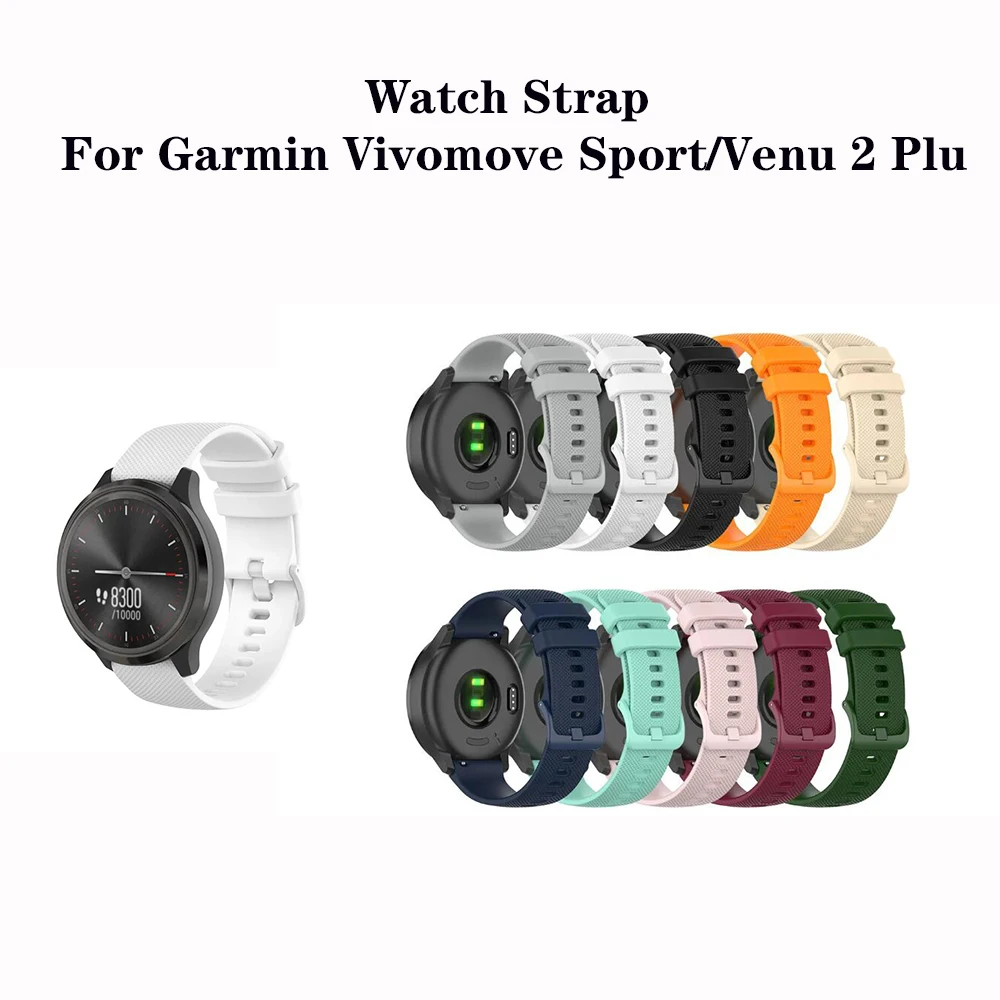 

20mm Silicone Watch Strap Bracelet Watch Band For Garmin Venu Smart Watch Sport Replacement Wirstband Men's Watches Women's