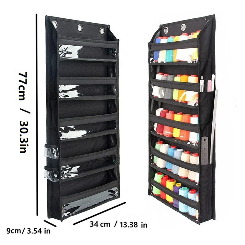 

AD-Yarn Storage Organizer Hanging 5-Tier, Over The Door Design Featuring Clear Pockets And Crochet Bag Capacity