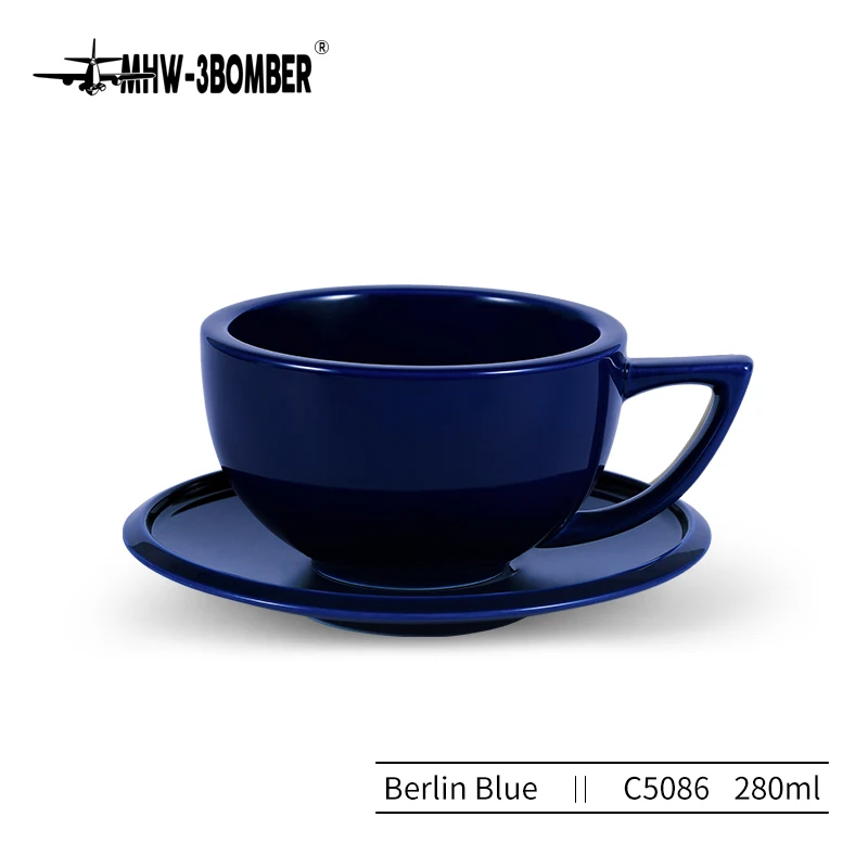 MHW-3BOMBER 280ml Tee- und Espressotassen mit Untertassen und Kaffeelöffeln Set Keramik Cappuccino Latte Art Becher Barista-Zubehör für Zuhause 9