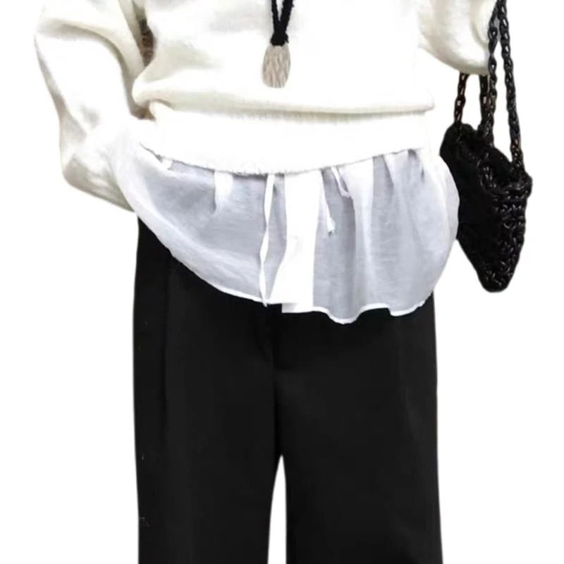 

Women Mini Apron Wrap Skirt Hemline Shirt Extender Layering Faux Top Lower