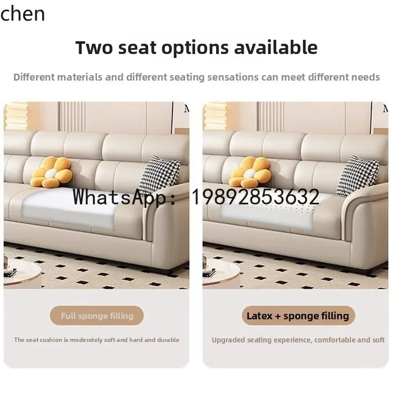 

YFY Leather Sofa Small Apartment Living Room Cat Scratching Leather Modern Simple Straight Row Three-Four Seat Leather Sofa