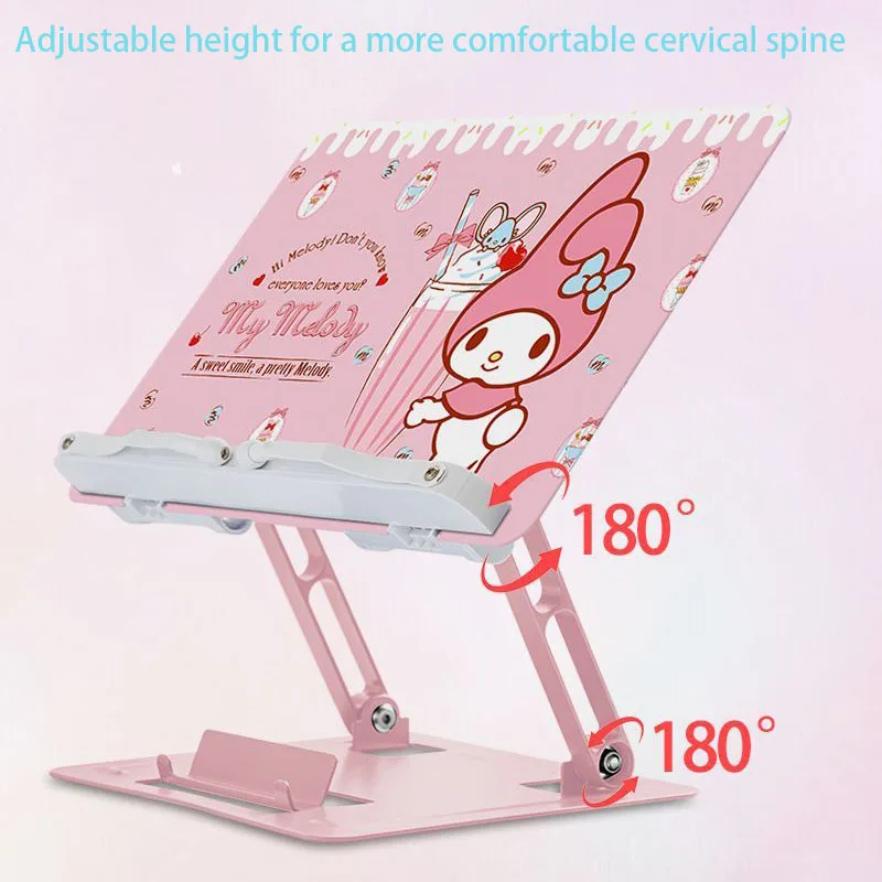 Sanrio My Melody Kuromi Cinnamoroll Pochacco Adjustable Book Stand  Non-Slip 180° Rotating Metal Reading Holder for Book Tablet view 6