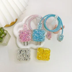 5pcs Glitter Charger Protective Cover For Apple Mobile Phone 20W Fast Charging Data Cable