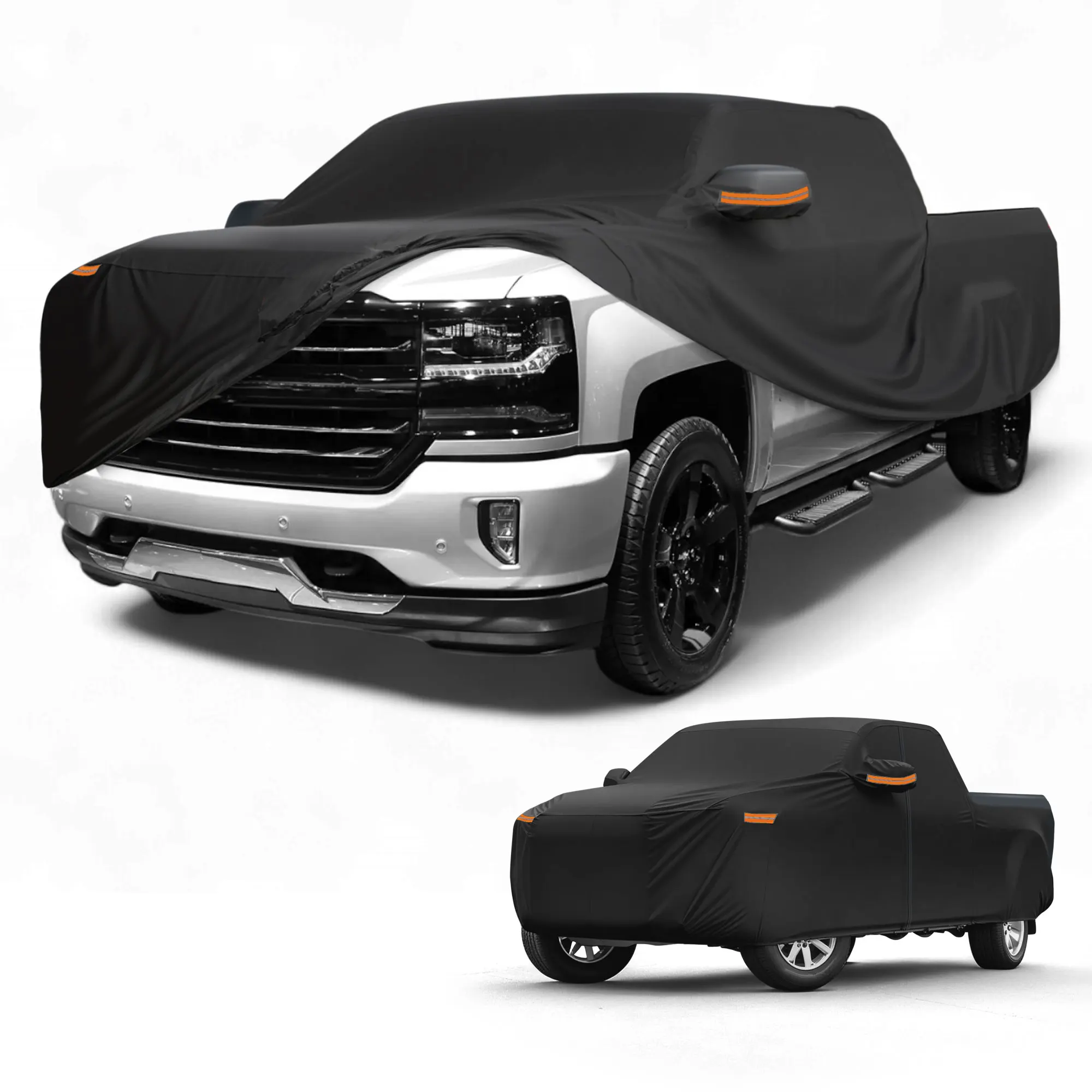 

UXCELL Car Cover Waterproof All Weather Rain Protection Full Exterior 190T-PU Cover for Chevy Silverado with Reflective Strips