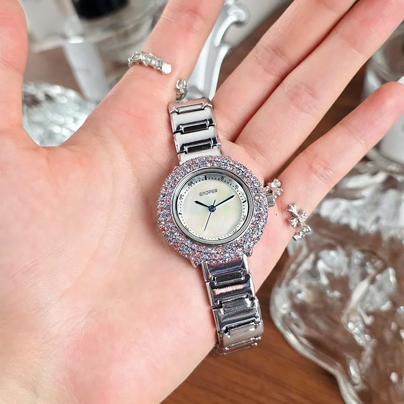 New Round Dial Women'S Watch, Light Luxury Steel Strap, Quartz Watch, Fashionable Women'S Wristwatch, Trendy Women'S Watch.