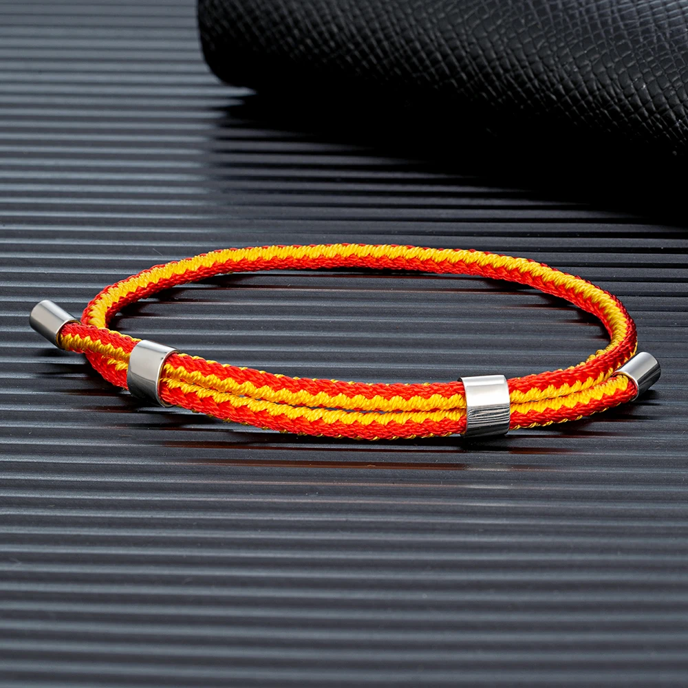 MKENDN Fashion Men Women Spain Flag Adjustable Nautical Rope Bracelet Stainless Steel Buckle Accessories 100% Waterproof Jewelry