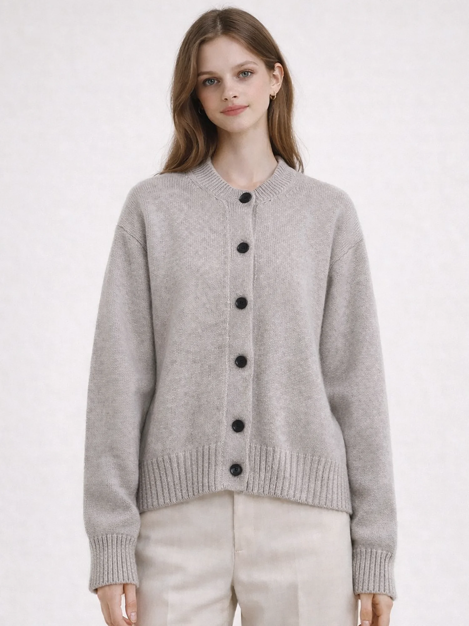 

Women's Cashmere Wool Knitted Cardigan Runway Designer Luxury Tops Chic O-Neck Sweater