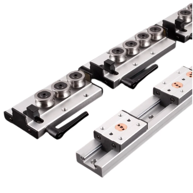 SGR10 Built-in Dual-Axis Linear Guide 28mm 1pc SGR10 Rail 1pc SGB10 Block set L100-550mm 3/4/5wheels with Lock Woodworking