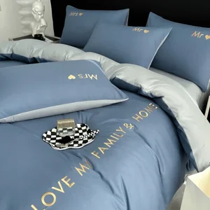 Nordic Mewah Katun Mesir Set Tempat Tidur King Queen Double Twin Ukuran dengan Lembar Selimut Sarung Bantal 1/2 Orang Seprai 8 set tempat tidur penjualan terbaik 160x200 - №
