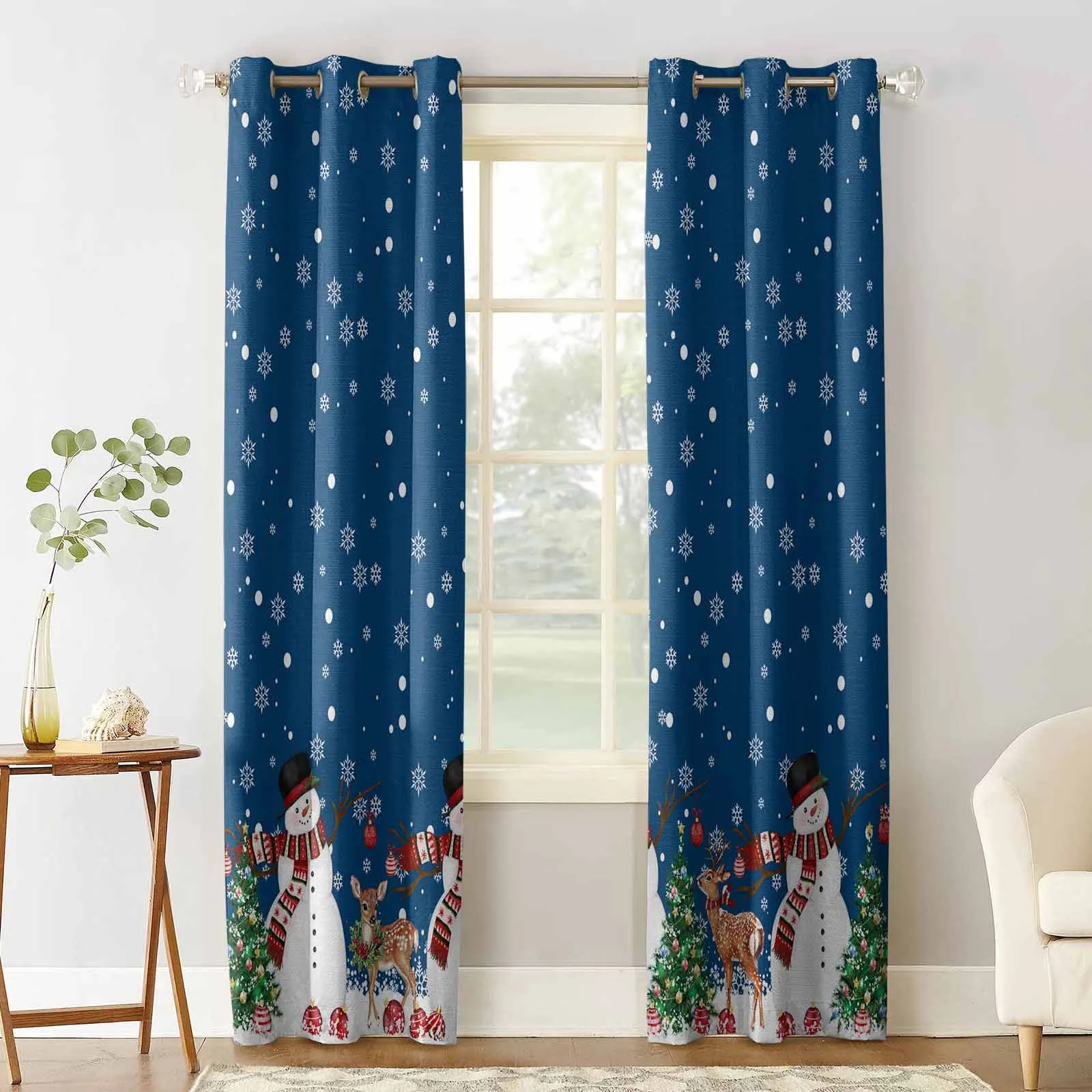 Christmas And Winter Deer Curtains For Living Room Kids Bedroom Window Curtain Hall Drape Long Cortinas