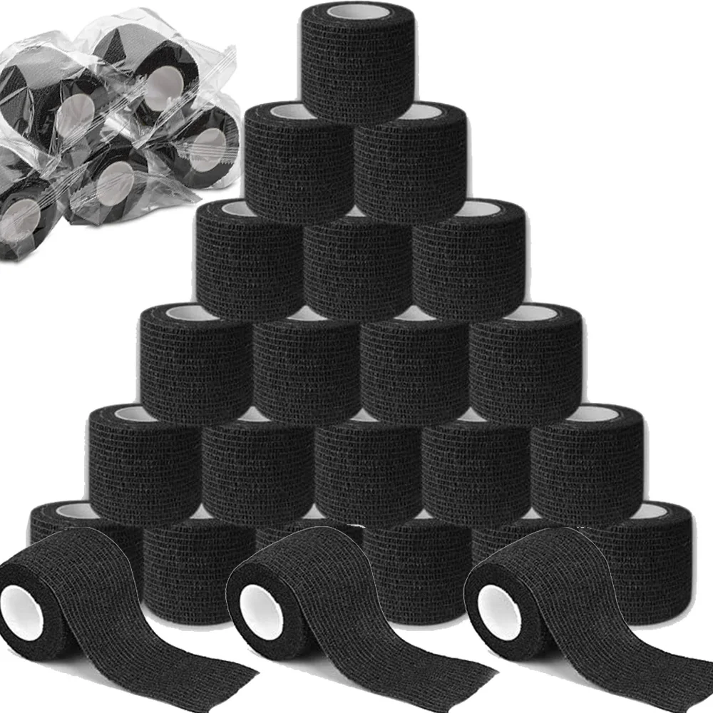 

20/15/5/1PCS Black Tattoo Grip Bandage Nonwoven Tattoo Cover Wrap Tapes Waterproof Self Adhesive Finger Protection Tattoo Supply