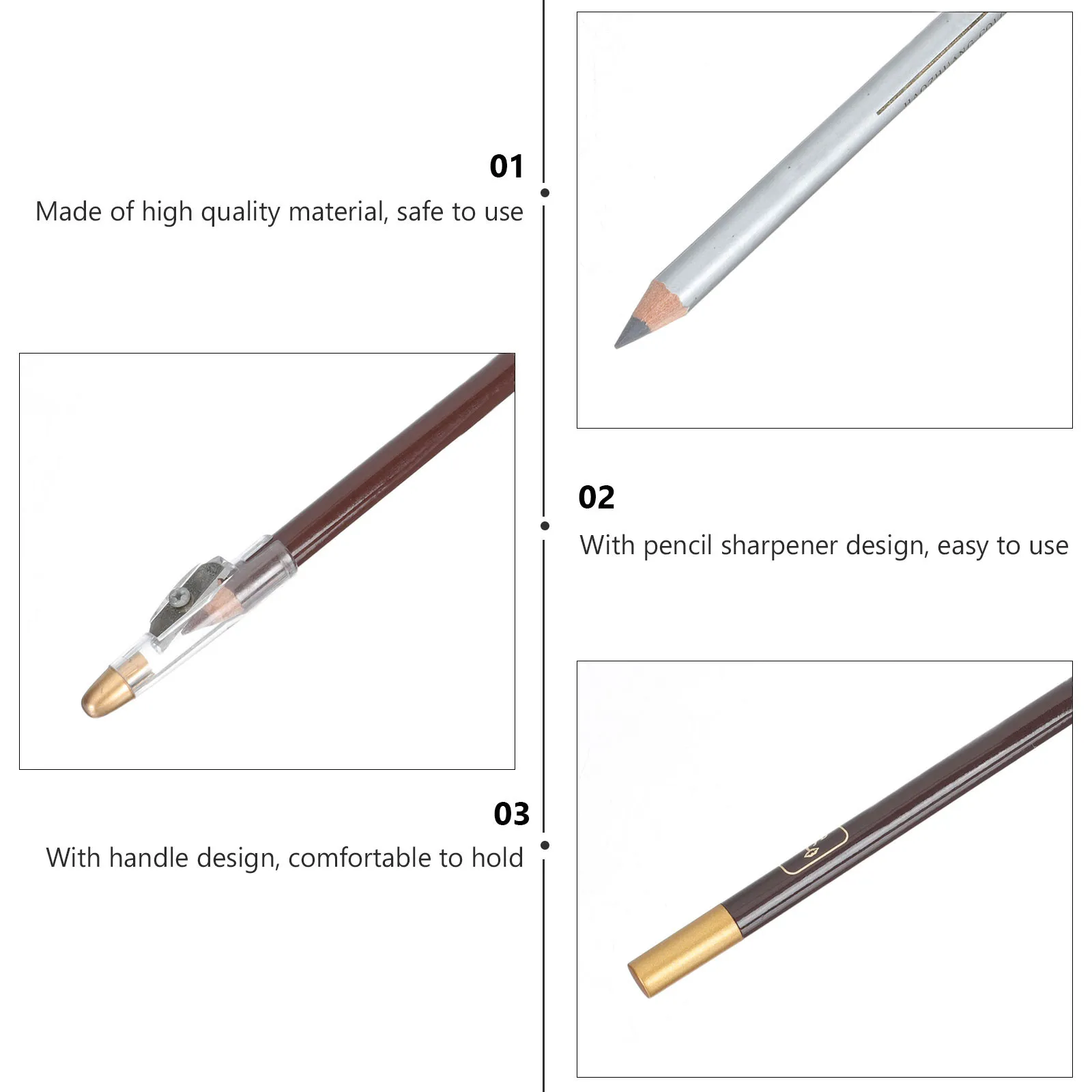 5Pcs Stereoscopic Eyebrow Pencils Excellent Coloring Effect Portable Beauty Pencils with Sharpeners Eyebrow Makeup Tools