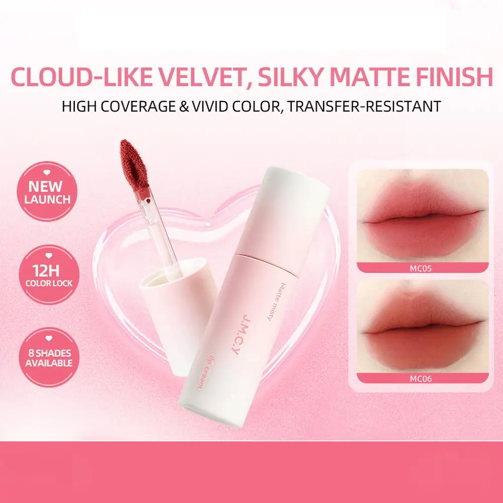 ふわふわベルベットソフトリップグレーズ液体口紅防水グレーズティントノンスティック非退色ロングカップマッド持続ペーストリップ R2Y9