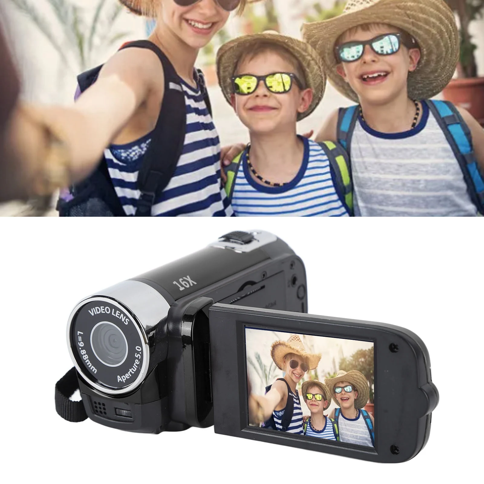 

4K 48MP DV-камера, детская 2,7-дюймовая TFT-камера с поворотным экраном, 16-кратный цифровой зум, видеокамера, камера для видеоблогов с USB-кабелем