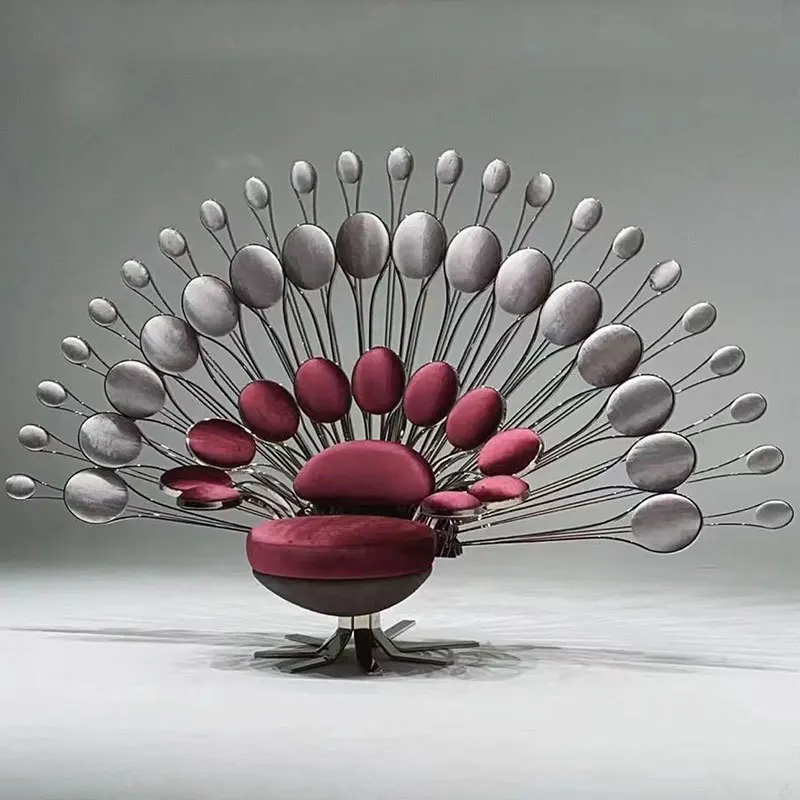 

Peacock Open Screen Art Hotel Lobby Light Luxury Petal Leisure Sofa Chair