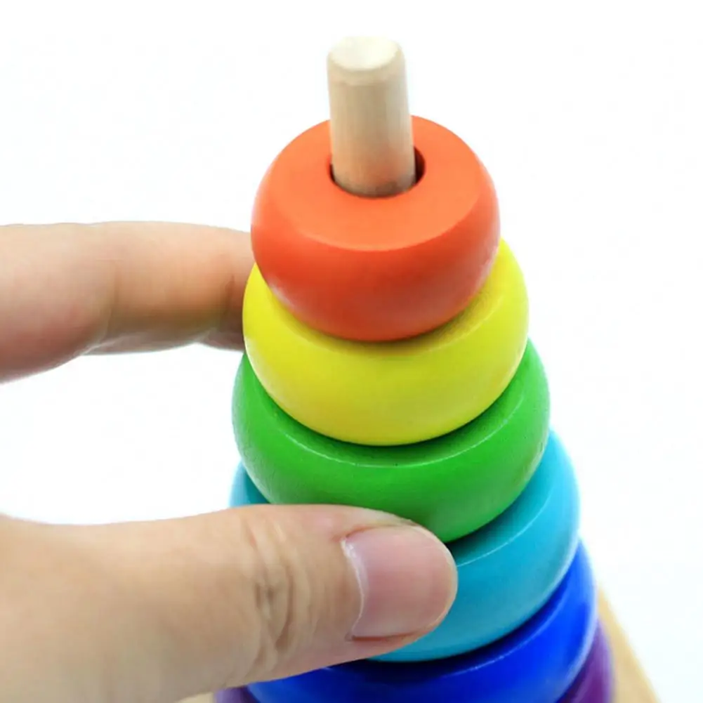 Kids Rainbow Stacking Ring Tower Stacking Folding Cup Stapelring Blocks Wood Plastic Toddler Toy Baby Infant Toys