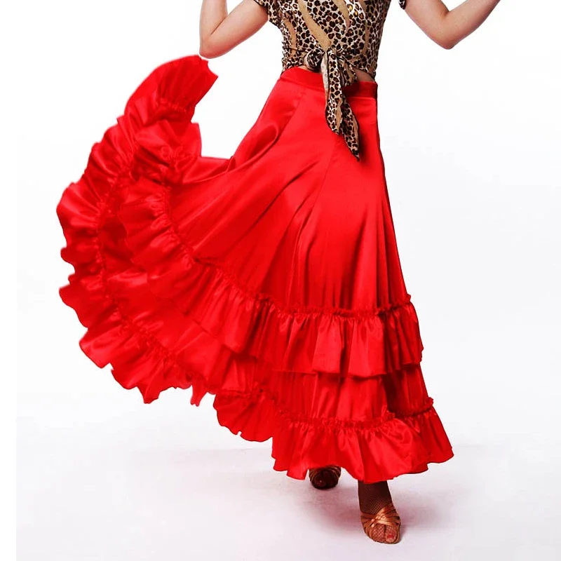 Jupe Flamenco robe femmes dame rouge scène Performance Costume salle de bal valse Dancewear Tango Flamenco danse Costume DL2876