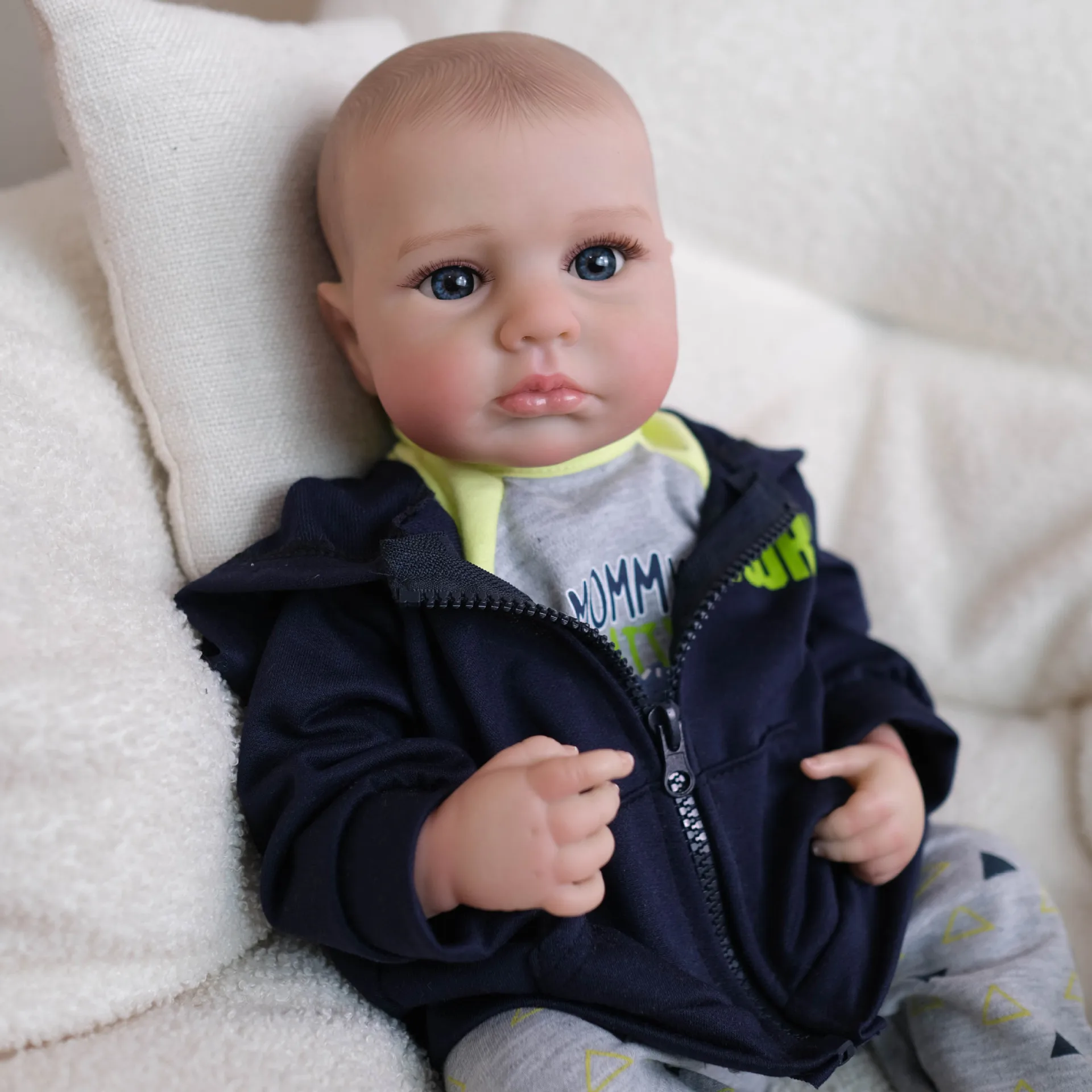 Finished Painted Silicone Open Eyes LouLou Princess Bebe Reborn Girl Boy Painted Hair Handmade Lifelike Newborn Child Baby Toy