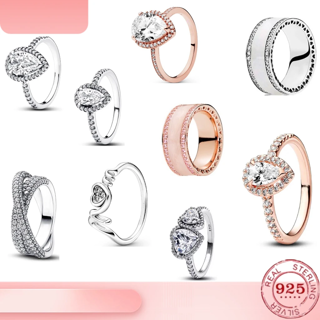 100%925 Pure Silver heart-shaped wide zircon ring women's exquisite jewellery the first choice for Valentine's Day wedding gifts