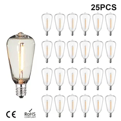 Led Replacement Light Bulbs Shatterproof Bulbs ST38 Plastic E12 1W 220V Warm White 2700k Decorative For String Light