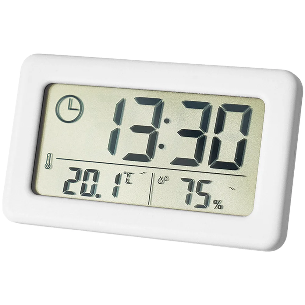 Compact LCD Digital Clock With Date, 12/24 Hour Format, Temperature And Humidity Display, Digital Alarm Clock