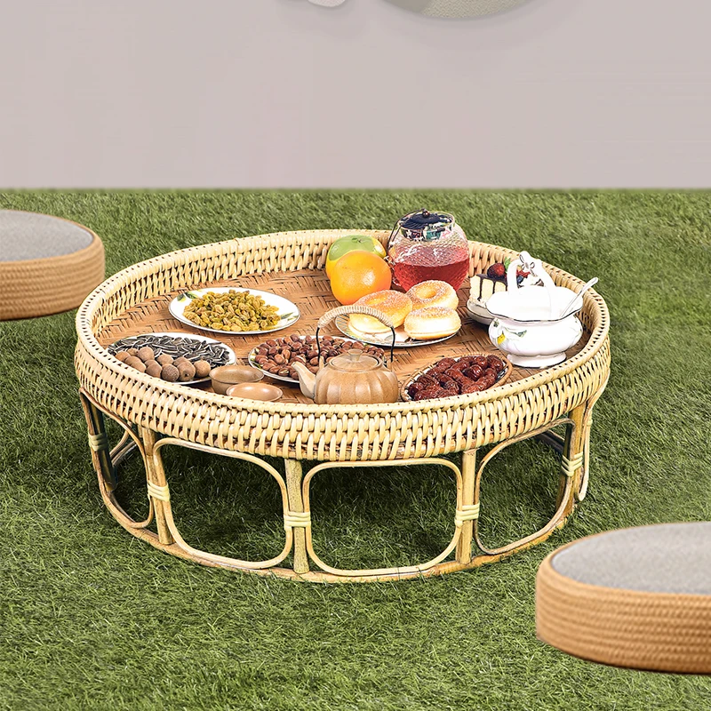 

Bamboo coffee table round Thai household low table Japanese bay window balcony tatami Durable furniture Soft furnishings