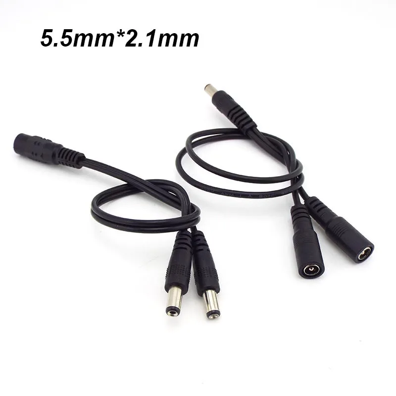 DC 12V 1 Female to 2 Male Power Split Splitter Cable 2.1*5.5mm for CCTV Camera Security DVR Accessories LED Light Strip