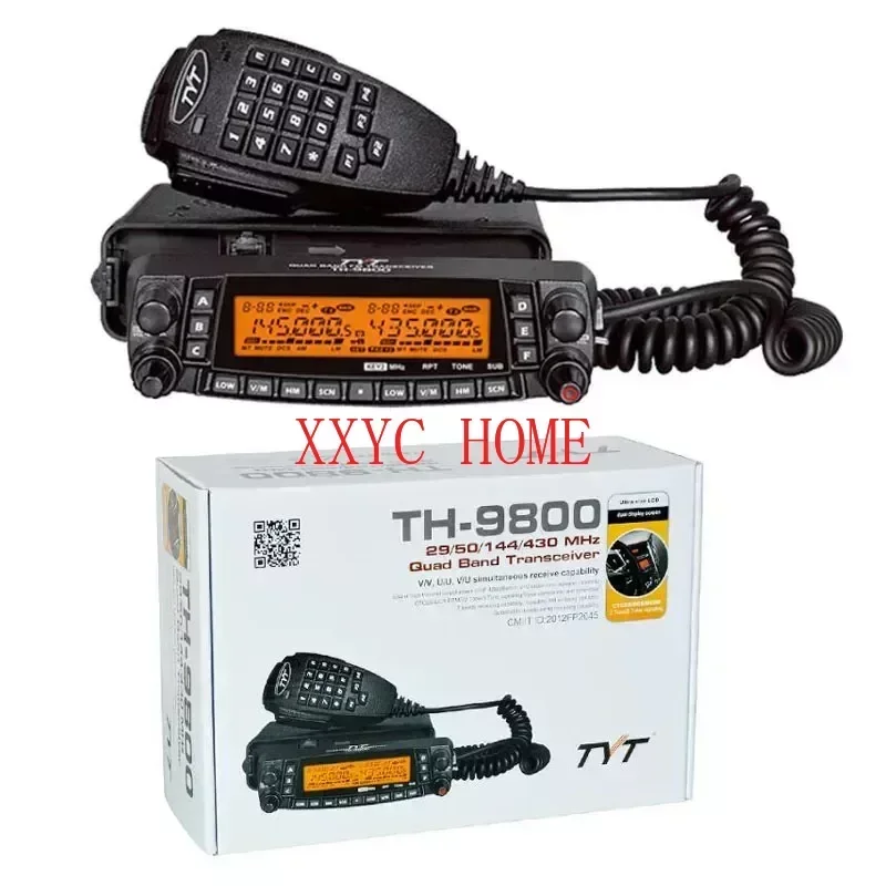 TYT TH-9800 Plus Walkie Talkie 50W Car Mobile Radio Station Quad Band 29/50/144/430MHz Dual Display Long Range Scrambler TH9800