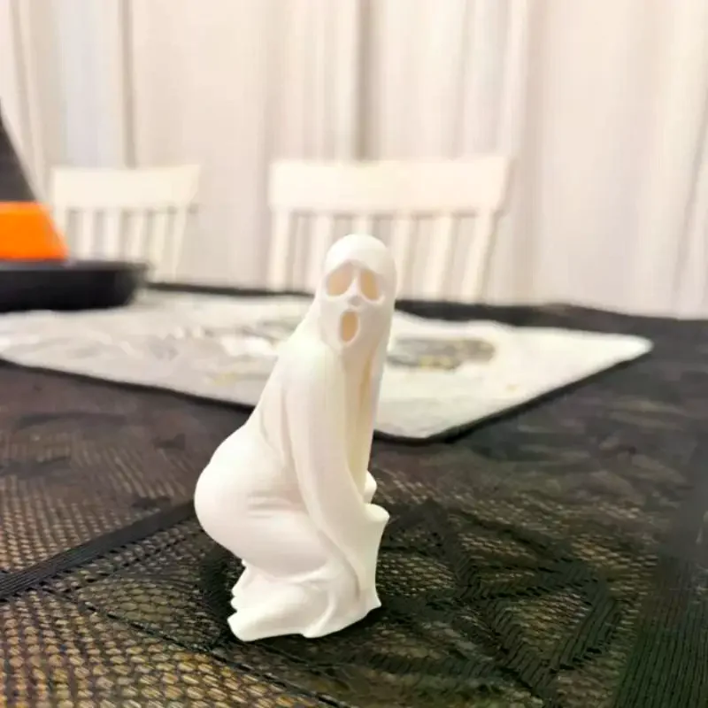 Hilarious Halloween Spookiness! 3D Printed Big-Ass Ghost Statue, Funny Desktop Ornament & Living Room Holiday Gift