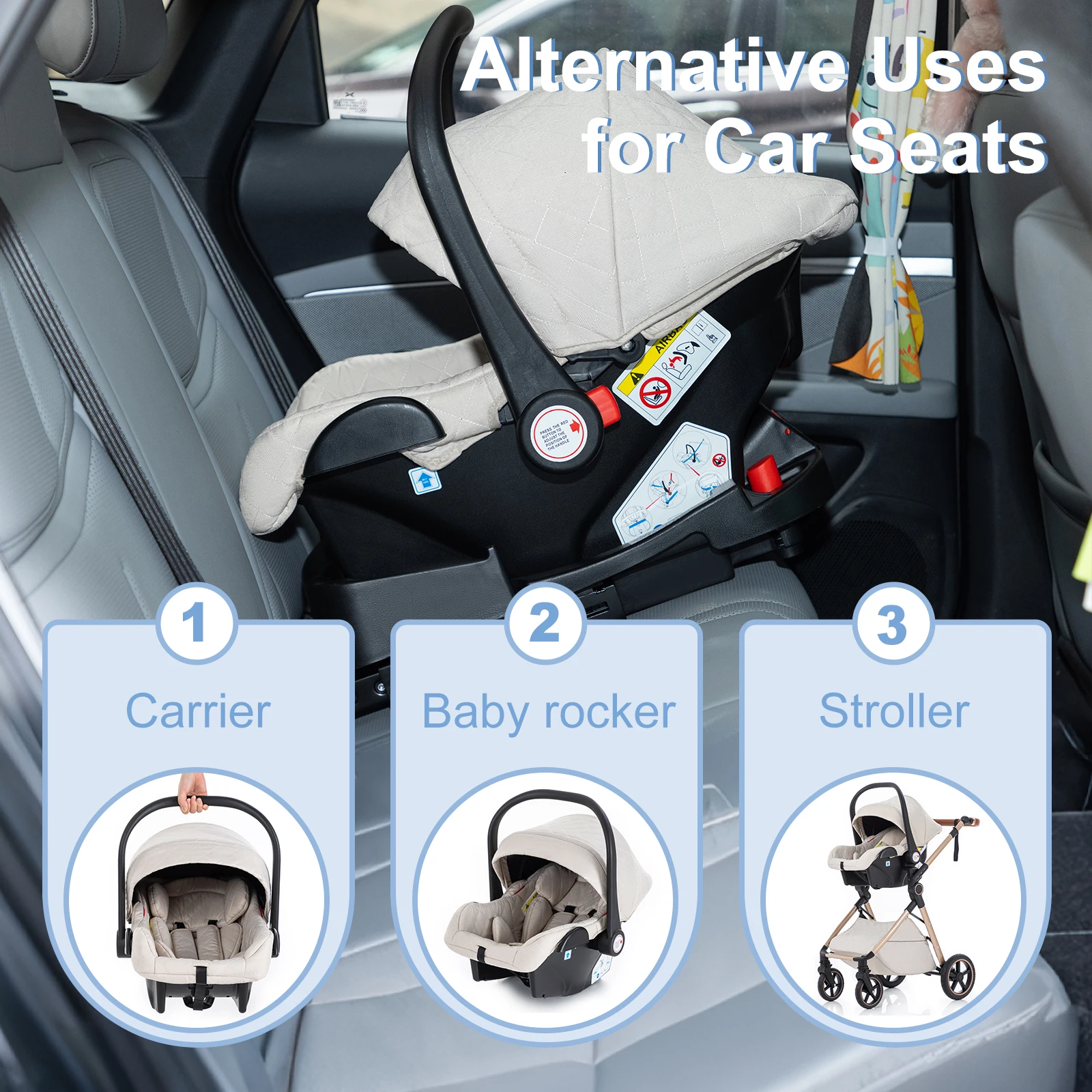 Luxus-Kinderwagen 3-in-1 Tragbarer Baby-Kinderwagen Klappbarer Kinderwagen mit hoher Sitzposition für Neugeborene Verstellbarer Griff für Reisen – Detail 20