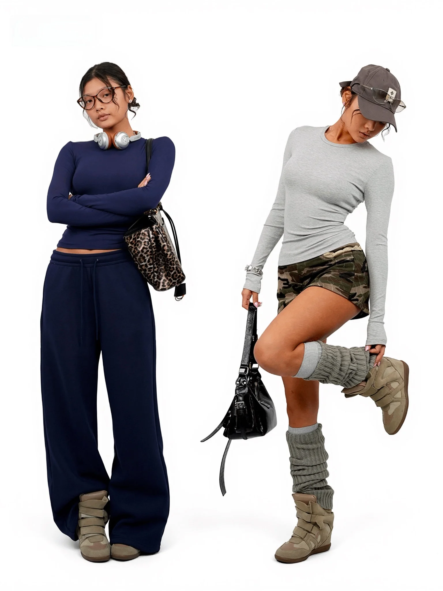 

Женская трикотажная футболка II Brand с длинным рукавом, круглым вырезом, облегающая, повседневная, синяя, для ношения под одеждой