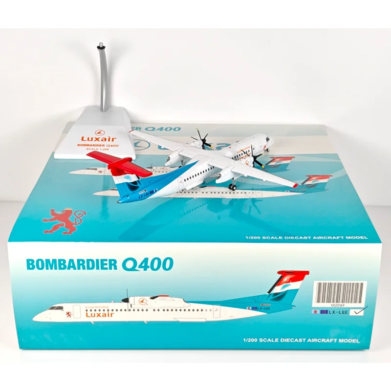 JC أجنحة دييكاست 1/200 مقياس لوكسمبورغ الخطوط الجوية Dash8-Q400 LX-LGE سبيكة نموذج طائرة تحصيل لعبة حلية الزخرفية