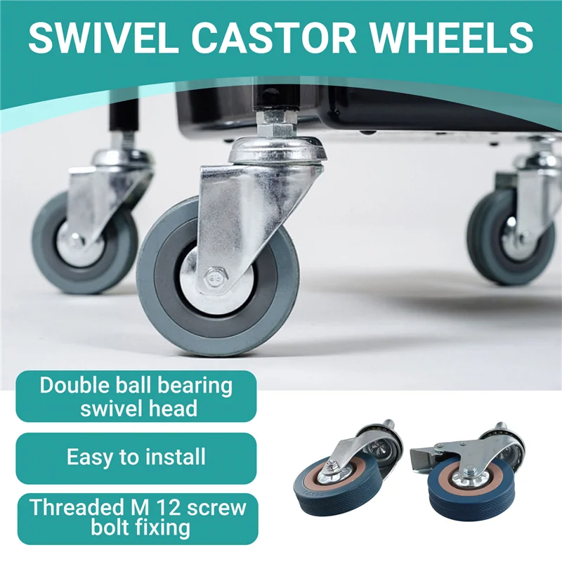 

Heavy Duty 75Mm Swivel Castor With Brake Trolley Casters Wheels For Furniture, Set Of 4-A78U