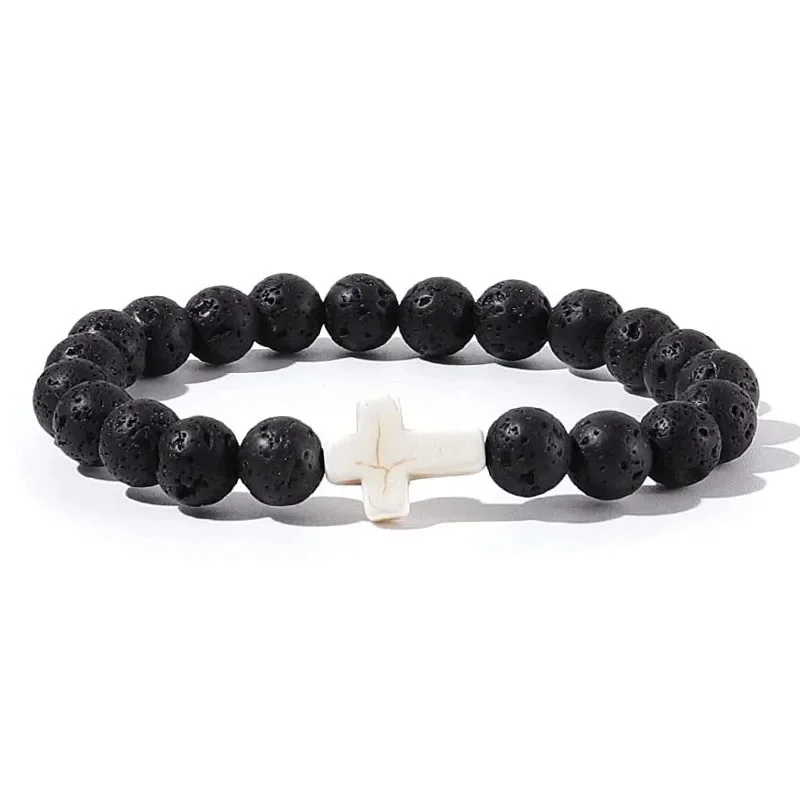 Gebet Männer Naturstein Holz Perlen Rosenkranz Hämatit Kreuz Armbänder Onyx Meditation Armband Frauen Yoga Schmuck Homme Pulsera – Detail 12